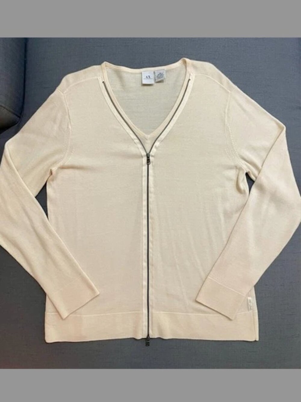 Vintage A|X Armani Exchange Men's Wool Blend Split Zip Cardigan Y2K Cream Size M